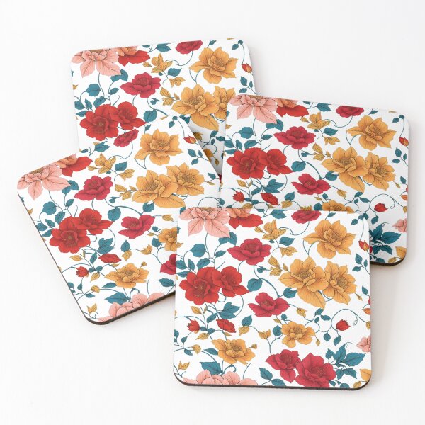 Item preview, Floral Seamless Pattern With Red Yellow And Peach Flowers designed and sold by Uday24.