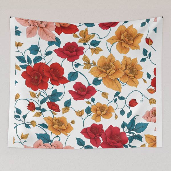 Item preview, Floral Seamless Pattern With Red Yellow And Peach Flowers designed and sold by Uday24.