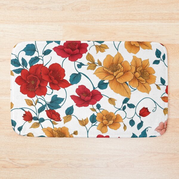Item preview, Floral Seamless Pattern With Red Yellow And Peach Flowers designed and sold by Uday24.