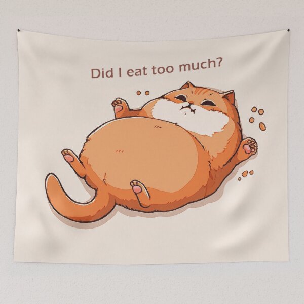 Item preview, Overfed Whiskers: The Purr-fect Food Coma designed and sold by PaintbrushPlace.