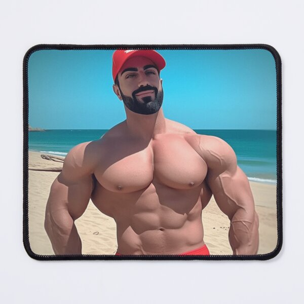 Item preview, Beach Hero - Muscular Man Flexing and Striding designed and sold by InkDazzle.