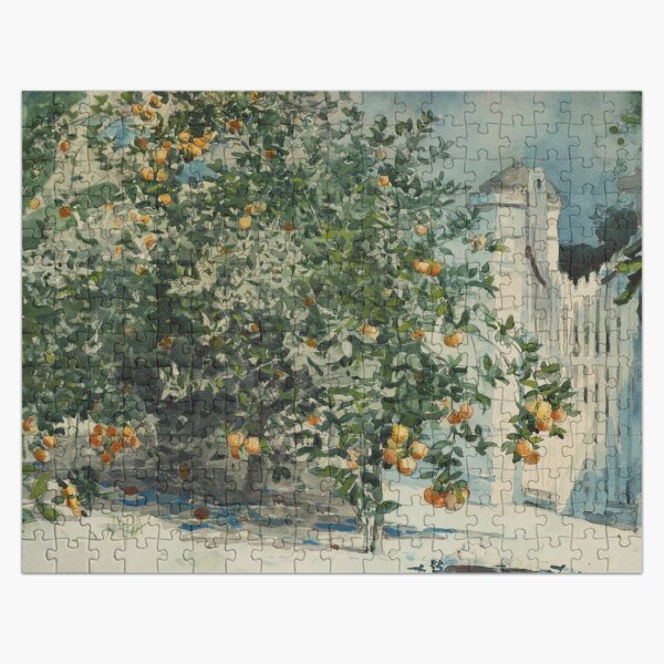 Vintage Orange Trees and Gate Watercolour | P441 Jigsaw Puzzle