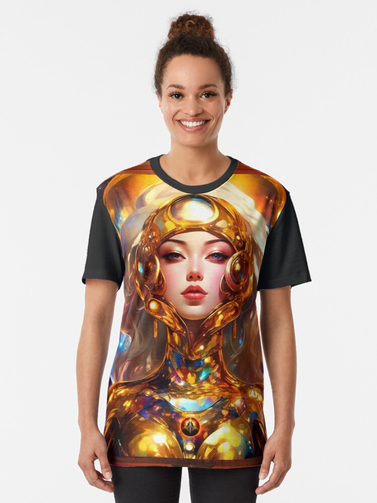 Graphic T-Shirt, An Ethereal Space Girl And All That Glitters Sci-Fantasy AI Concept Art Portrait by Xzendor7 designed and sold by xzendor7