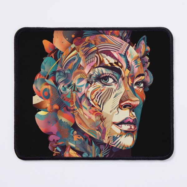 Item preview, Ethereal Patterned Dreams Surreal Portrait Vibrant Patterns Abstract Art designed and sold by DigiNook.