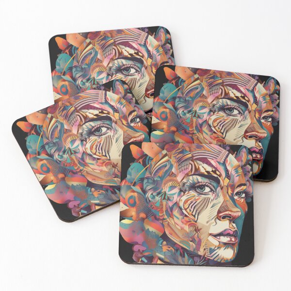 Item preview, Ethereal Patterned Dreams Surreal Portrait Vibrant Patterns Abstract Art designed and sold by DigiNook.