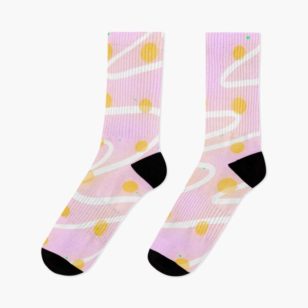 Item preview, Lilac pastel color, white wiggle lines and orange dots designed and sold by Florvolcanica.