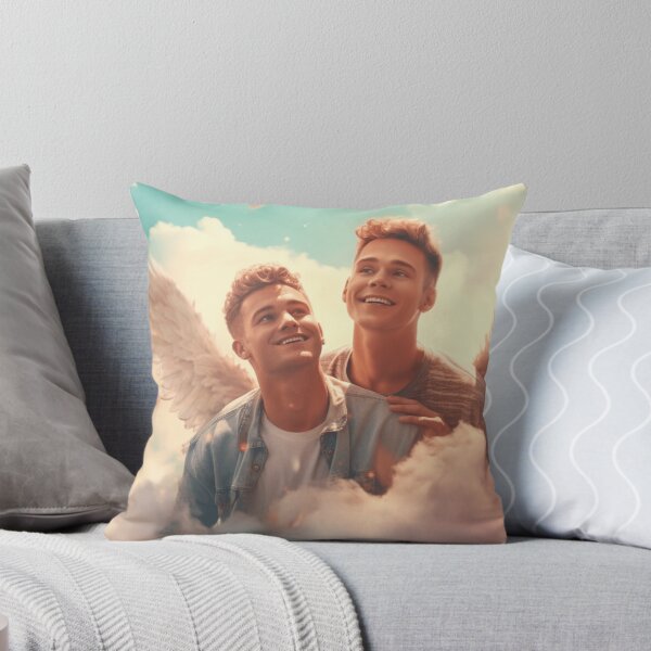 Item preview, Eternal Celestial Embrace: Two Handsome Gay Men as Winged Angels in Love Soaring Through Heaven designed and sold by InkDazzle.