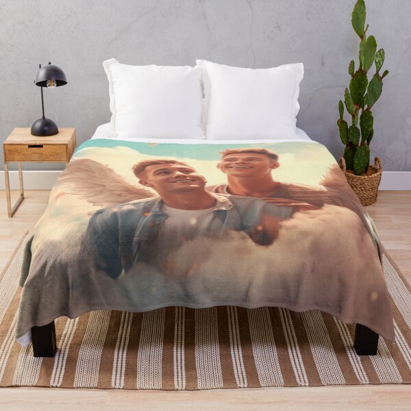 Item preview, Eternal Celestial Embrace: Two Handsome Gay Men as Winged Angels in Love Soaring Through Heaven designed and sold by InkDazzle.