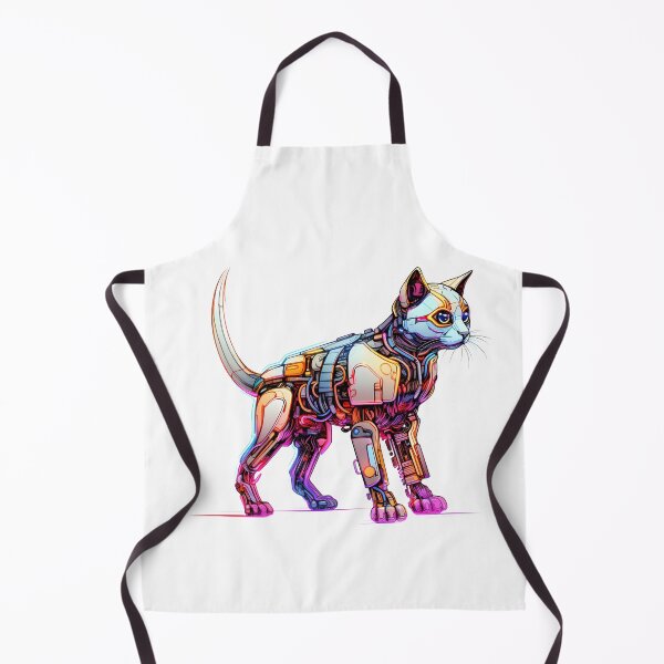 Item preview, Cyberpunk Robot Cat in Neon Colors designed and sold by SchorlCraft.