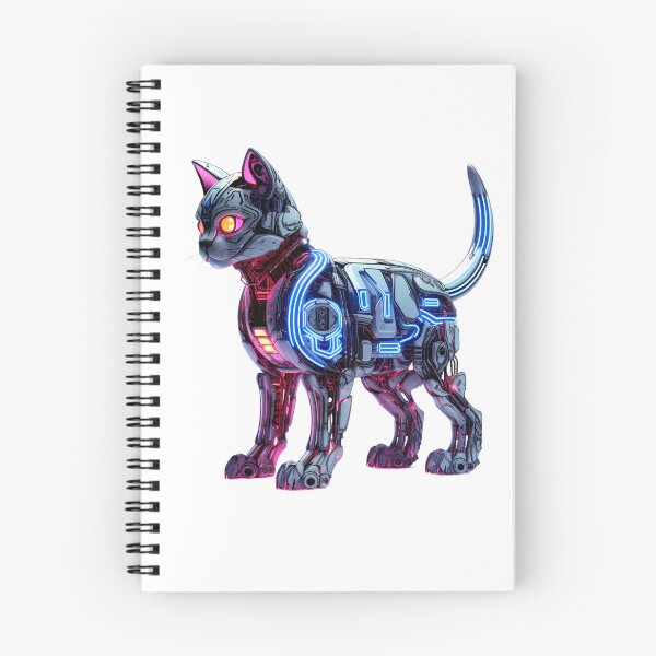 Item preview, Cyberpunk Robot Cat in Neon Colors designed and sold by SchorlCraft.