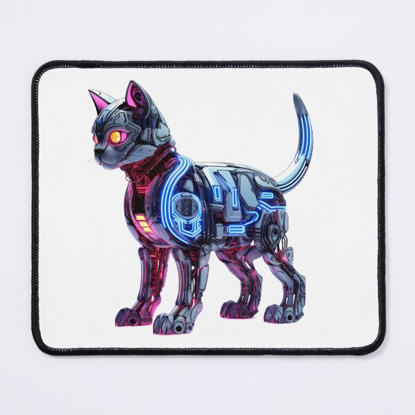 Item preview, Cyberpunk Robot Cat in Neon Colors designed and sold by SchorlCraft.