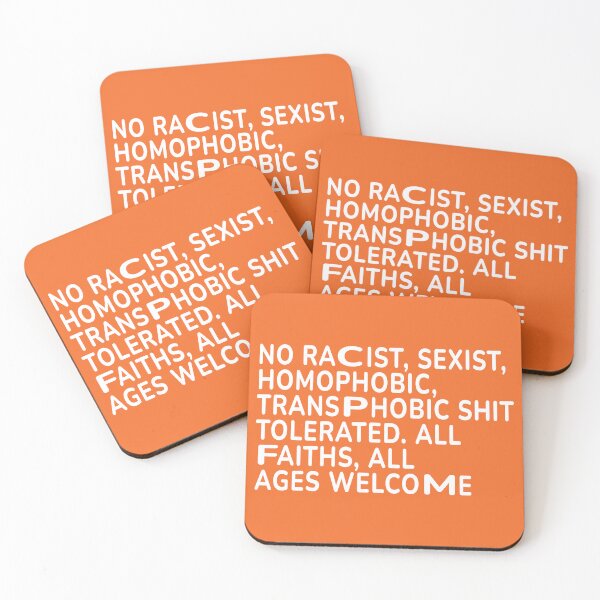 Item preview, No racist, sexist, homophobic, transphobic shit tolerated. All Faiths, all ages welcome designed and sold by lalatrash.