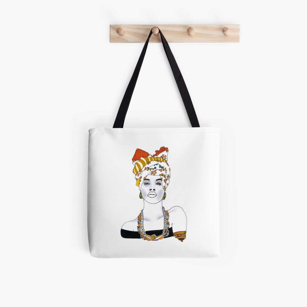 African Noble Woman Double Side Print Black Tote Bag Purse Handbag for Women Girls African Noble Woman Double Side Print Black Tote Bag Purse Handbag for Women Girls