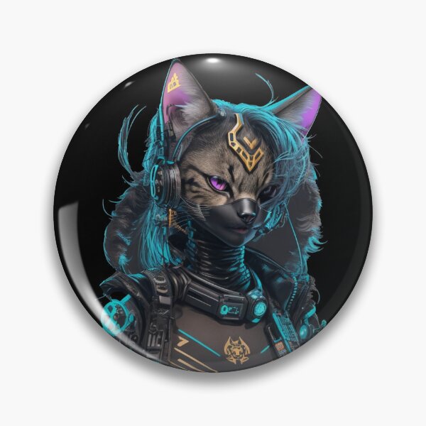 Item preview, Cyberpunk Cat in neon colors, Purple, Pink, Blue designed and sold by KeshaEls.