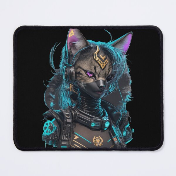 Item preview, Cyberpunk Cat in neon colors, Purple, Pink, Blue designed and sold by KeshaEls.
