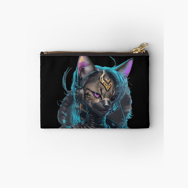 Item preview, Cyberpunk Cat in neon colors, Purple, Pink, Blue designed and sold by KeshaEls.