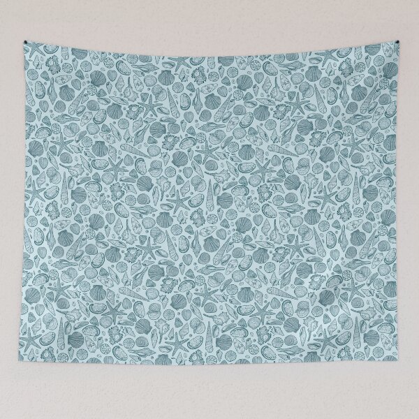 Item preview, Petrol Blue Seashells on Pastel Sugar Paper Background designed and sold by Carlo-Atzei.