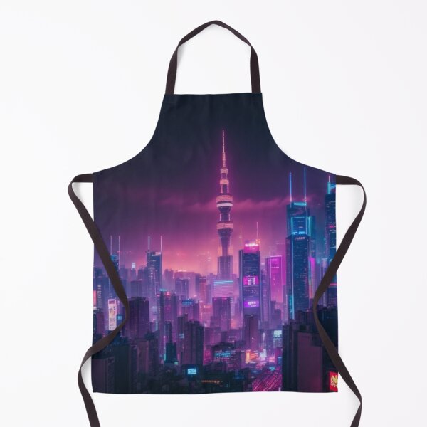 Item preview, neon-lit skyline cyberpunk tokyo designed and sold by mikaws.