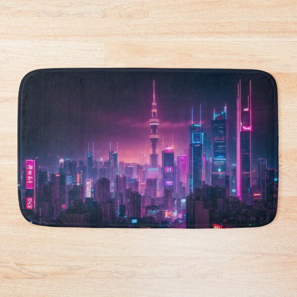 Item preview, neon-lit skyline cyberpunk tokyo designed and sold by mikaws.
