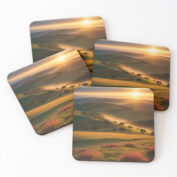 Item preview, Beautiful sunrise view, green hills nature designed and sold by mikaws.