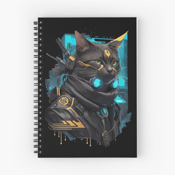 Item preview, Cyberpunk Cat in neon colors, Black, Gold & Blue designed and sold by KeshaEls.