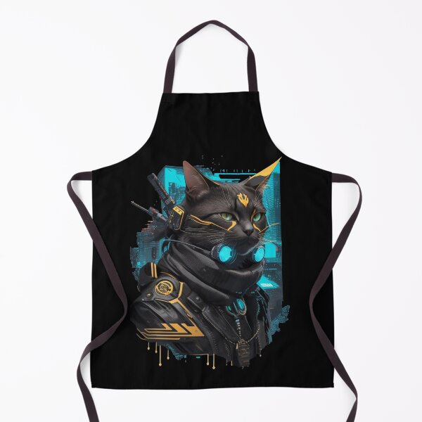 Item preview, Cyberpunk Cat in neon colors, Black, Gold & Blue designed and sold by KeshaEls.