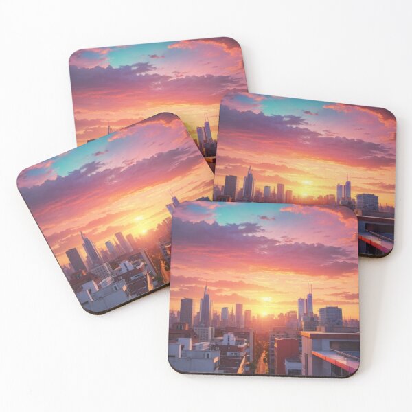 Item preview, Unrealistic colorful sunset, cityscape designed and sold by mikaws.