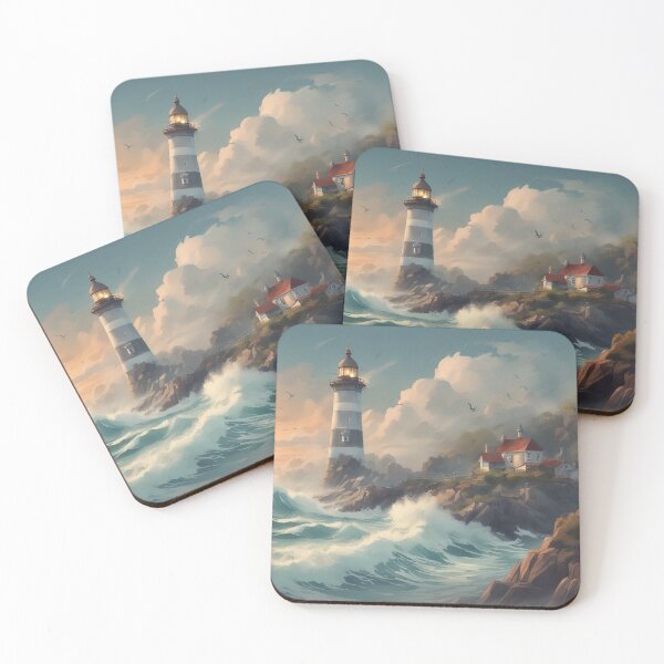 Aperçu de l'œuvre Phare dans une mer orageuse, généré par l'IA créée et vendue par Woodoartdesign.