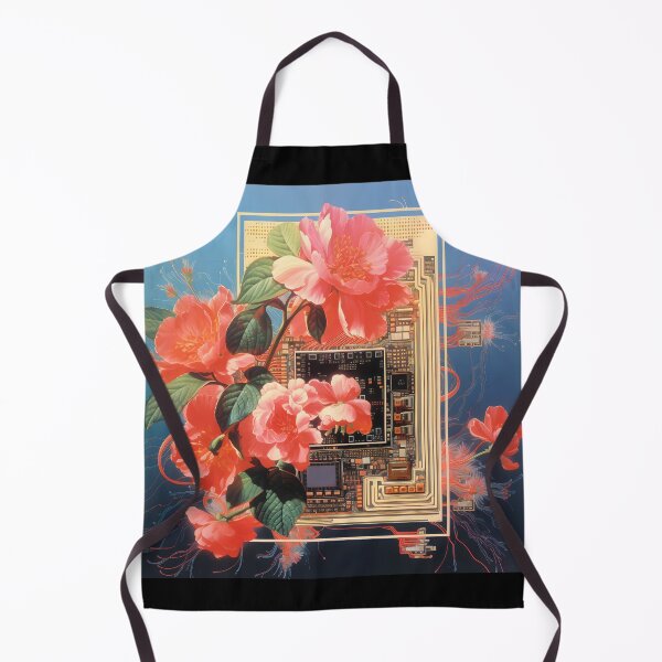 Item preview, Abstract Vintage Illustration of Microchip and Red Flowers designed and sold by Je-we.