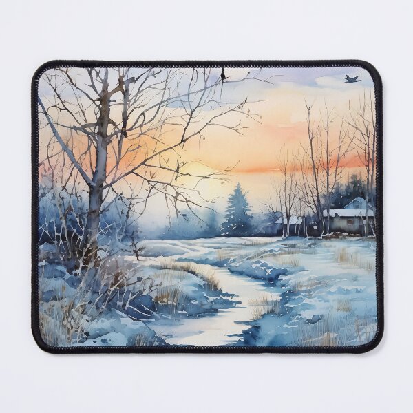 Item preview, River and house in winter morning digital art designed and sold by EternityLoves.
