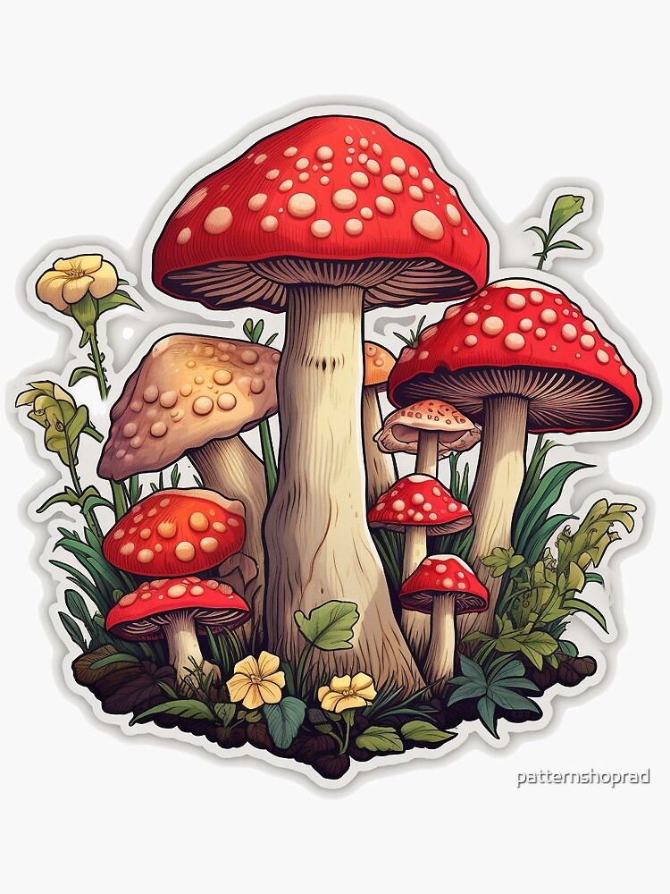 Sticker for Sale avec l'œuvre « autocollant champignon » de l'artiste  patternshoprad