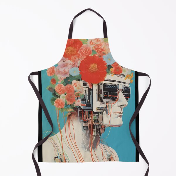Item preview, Abstract Vintage Illustration of Robot with Microchips and Flowers designed and sold by Je-we.