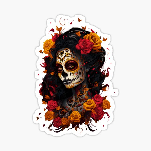 Item preview, Dia de los Muertos Makeup Girl - Authentic Mexican Halloween Floral Art designed and sold by Shegohi.
