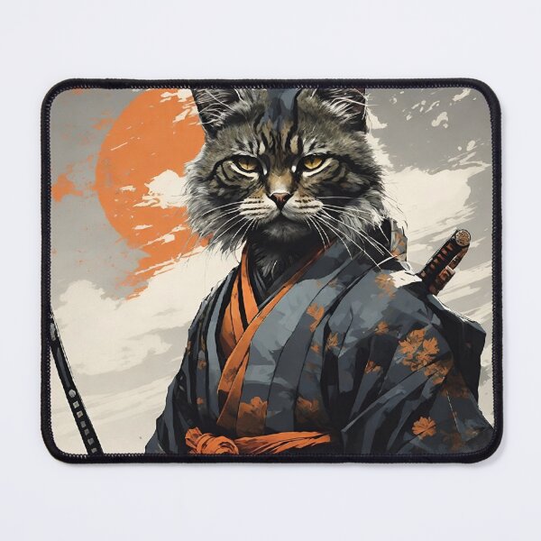Item preview, Japanese Neko Samurai Cat - Ninja Cat Art designed and sold by Abdalla Hussein.