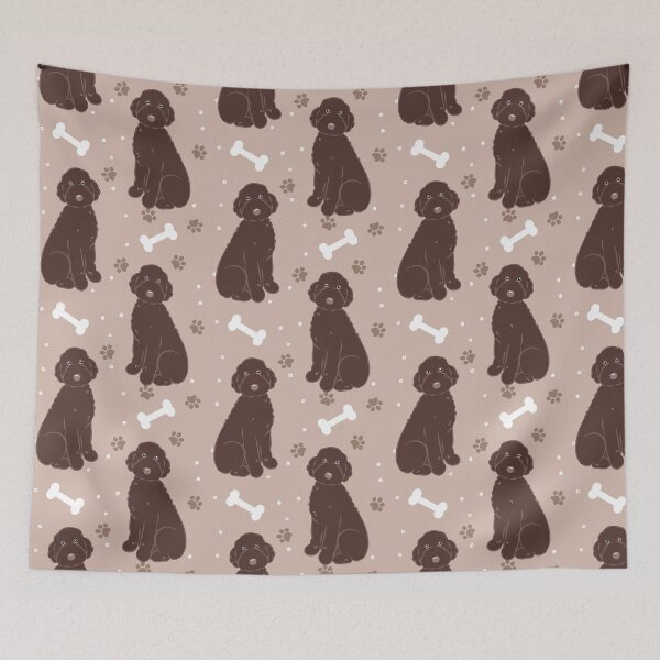 Item preview, Chocolate Brown Aussiedoodle Aussie Doodle Dog designed and sold by Lulupainting.