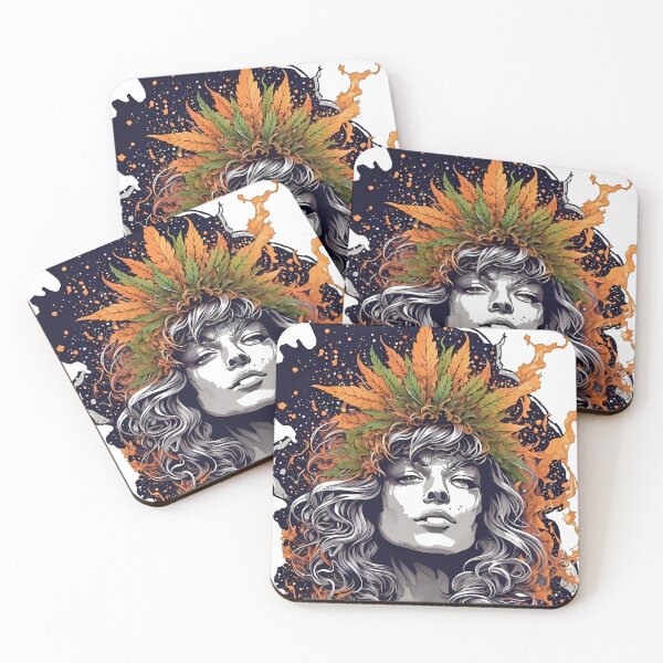 Item preview, Canna Girl Weed Hair Cannabis Leaf Hair Space Galaxy Background designed and sold by wojysmokes.