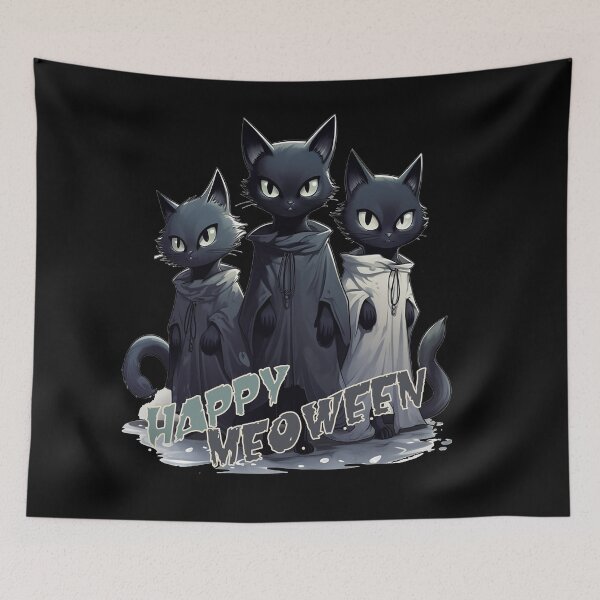Item preview, Happy Catoween - Cat ghost wearing black cape - Black cat cape - Cat cape - Cat black cape designed and sold by JansenGS.