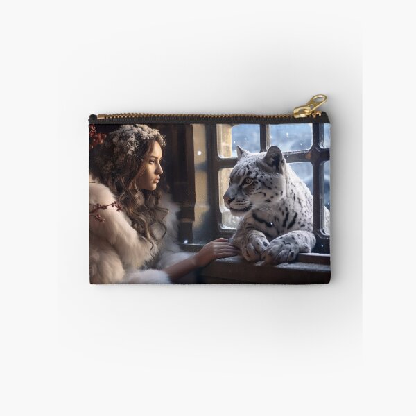 Item preview, Everlasting Friendship Fantasy Art Print Snow Leopard and Princess designed and sold by Alcyonian.