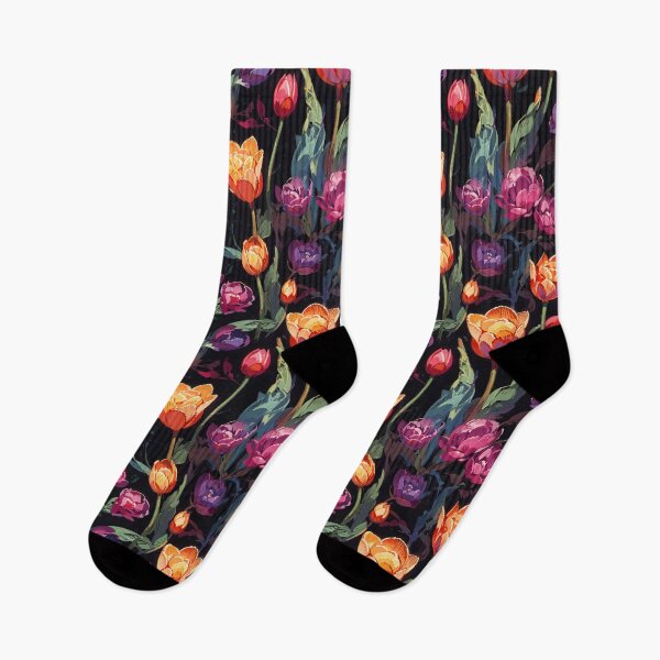 Item preview, Whimsical Watercolor Dark Floral Tulip Pattern #21 designed and sold by Rae-SunshineArt.