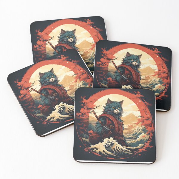 Item preview, Japanese Neko Samurai Cat - Ninja Cat Art designed and sold by Abdalla Hussein.