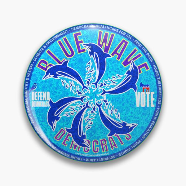Item preview, PMD01032 Progressive Movement Designs Blue Wave Democrats dolphins design shows you support Democrats Joe Biden human rights democracy progressive goals for Democrats designed and sold by ProgressiveLeft.