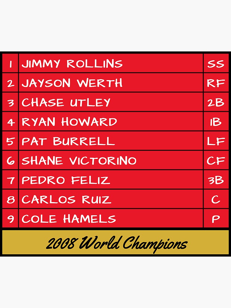 2008 Philadelphia Phillies World Series Lineup | Sticker