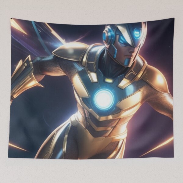 Item preview, futuristic superhero, metallic designed and sold by mikaws.