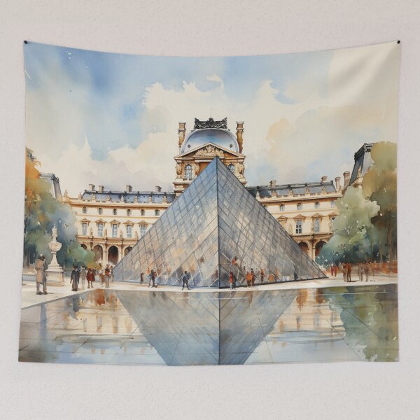 Item preview, A Watercolor Design of the Louvre Museum - Paris - France designed and sold by Sketch-Shack.