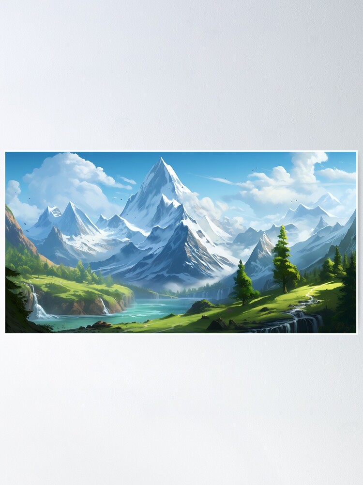 by Landscape for Anime Redbubble of Poster samuelpinzon | Sale Mountains\