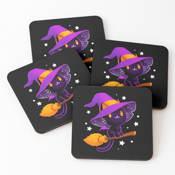 Item preview, Witch cat - Black magic cat - cute spooky - Magical stars  designed and sold by BlancaVidal.