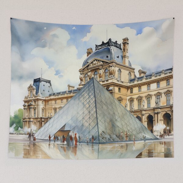 Item preview, A Watercolor Design of the Louvre Museum - Paris - France designed and sold by Sketch-Shack.