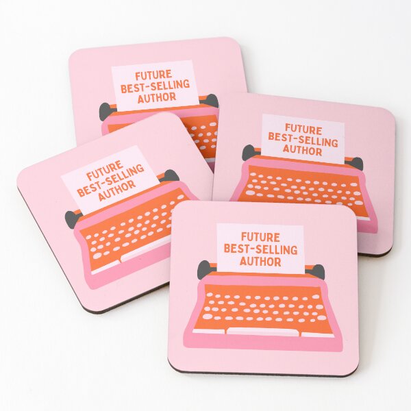 Item preview, future best selling author pink and orange typewriter designed and sold by catdiasart.