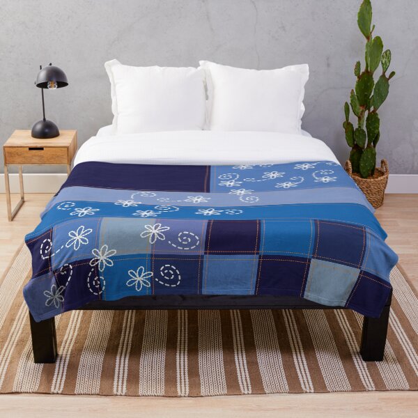 Item preview, Faux Denim Blue Jeans Patchwork Pattern in various shades of Blue designed and sold by Aureusglow.