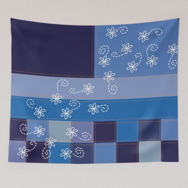 Item preview, Faux Denim Blue Jeans Patchwork Pattern in various shades of Blue designed and sold by Aureusglow.